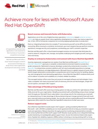 Achieve more for less with Microsoft Azure Red Hat OpenShift