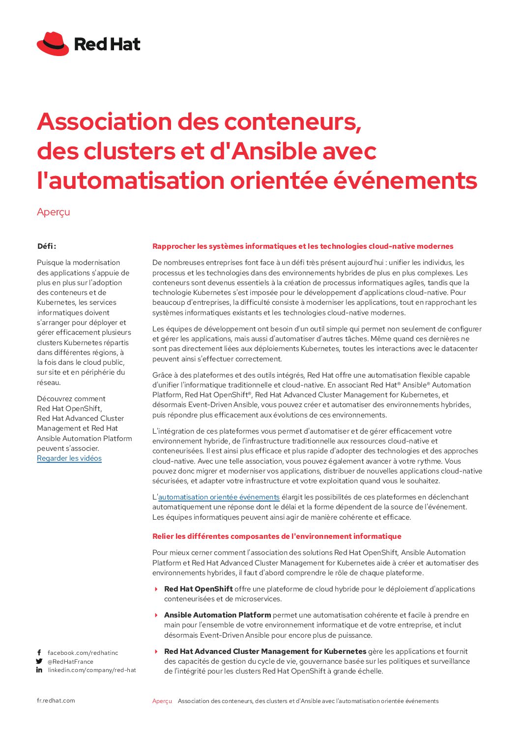 Association des conteneurs, des clusters et d'Ansible avec l'automatisation orientée événements