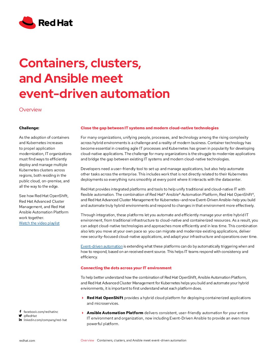 Containers, clusters, and Ansible meet event-driven automation