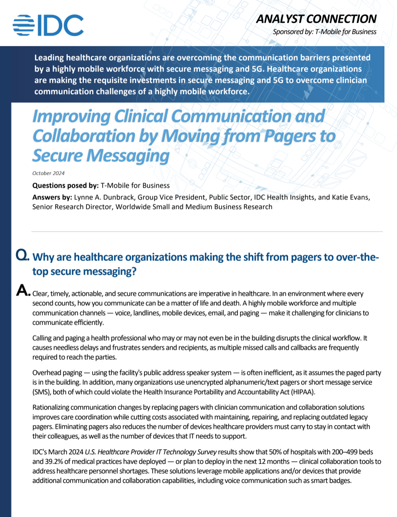 Improving Clinical Communication and Collaboration by Moving from Pagers to Secure Messaging
