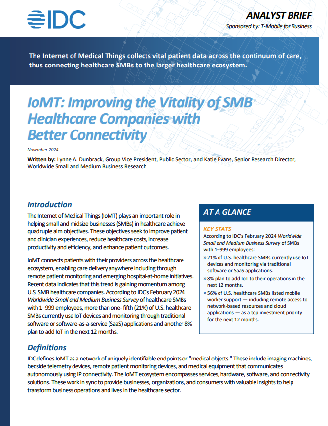 IoMT: Improving the Vitality of SMB Healthcare Companies with Better Connectivity
