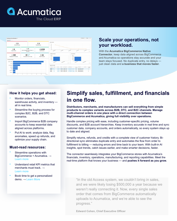 Scale Your Operations, Not Your Workload with BigCommerce + Acumatica