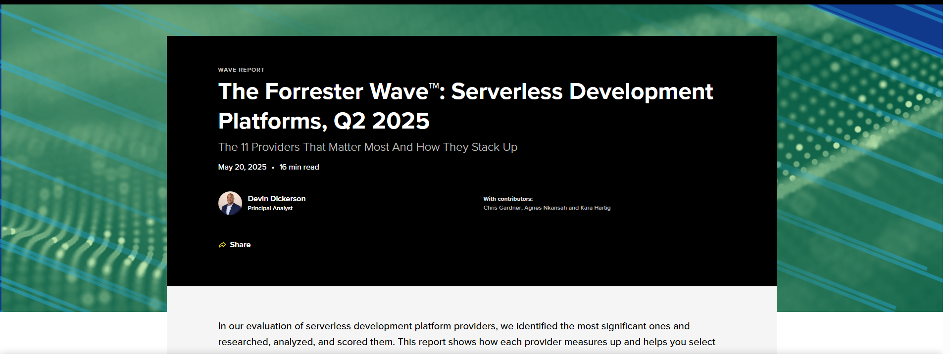 [Analyst Report] The Forrester Wave™: Serverless Development Platforms, Q2 2025