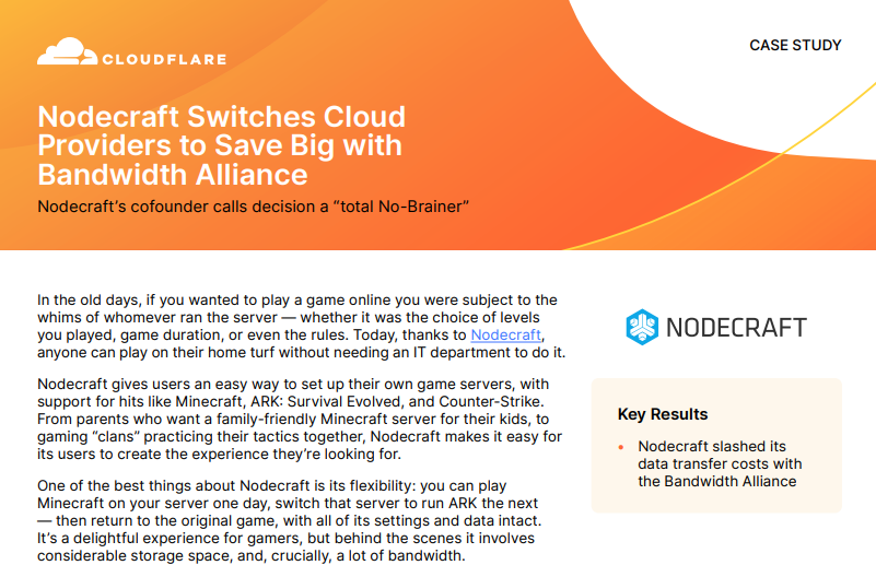 Nodecraft Switches Cloud Providers to Save Big with Bandwidth Alliance