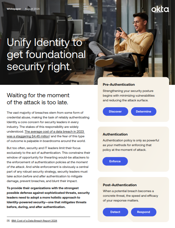 Unify Identity to get foundational security right