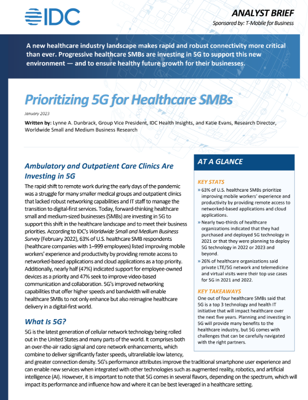 Prioritizing 5G for Healthcare SMBs
