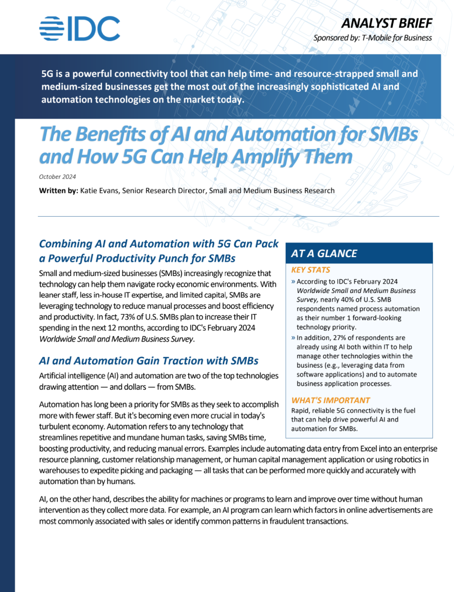 The Benefits of AI and Automation for SMBs and How 5G Can Help Amplify Them
