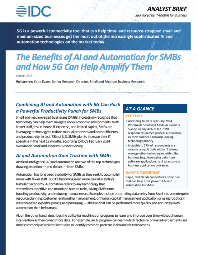 The Benefits of AI and Automation for SMBs and How 5G Can Help Amplify Them
