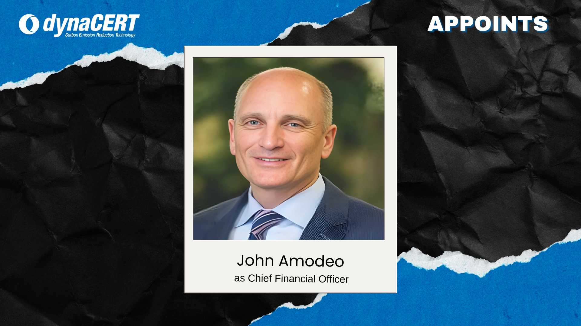 dynaCERT Appoints John Amodeo as Chief Financial Officer